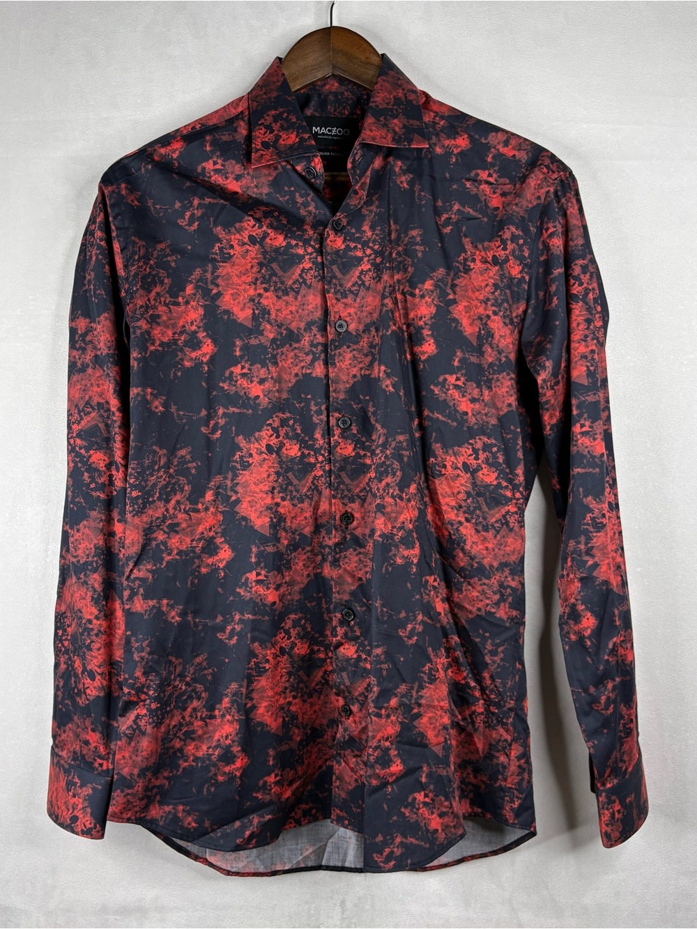 MACEOO Black & Red Abstract Print Button-Up Shirt Small